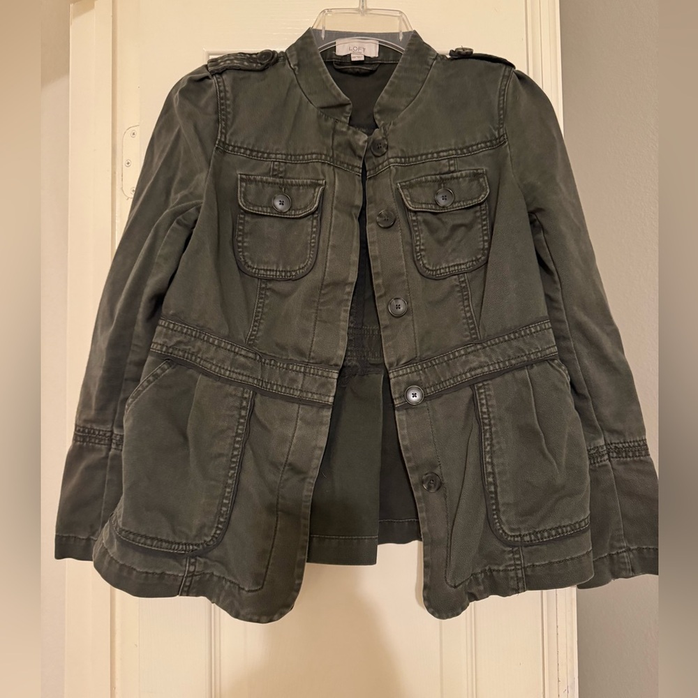 LOFT Army Green Utility Jacket - Picture 2 of 3